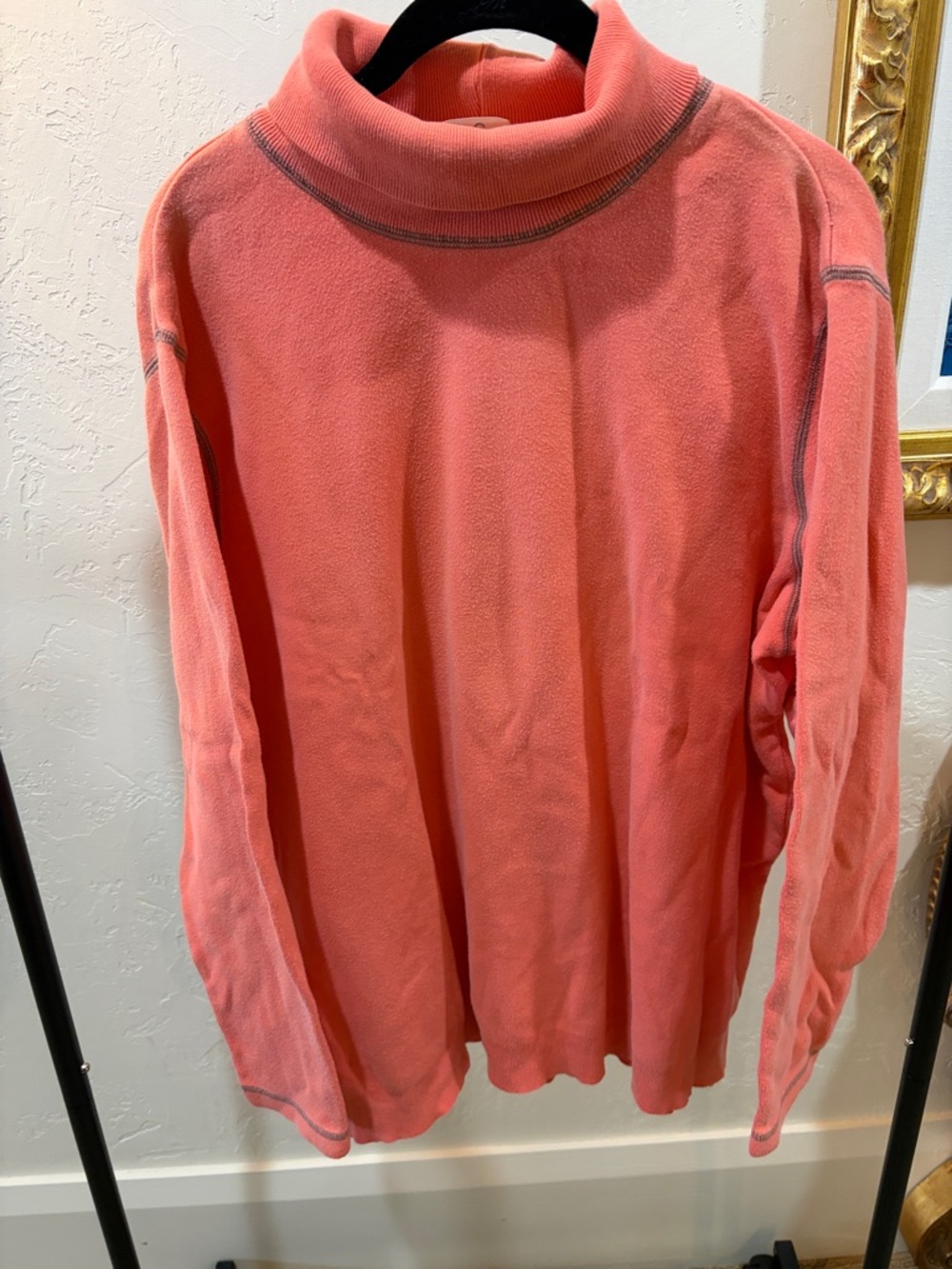 Neiman Marcus Coral-Orange Ribbed Turtleneck Perfect for BTS